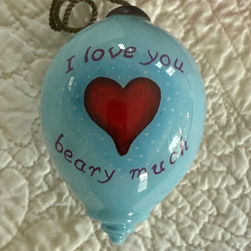 NE' QUA ART ~   I LOVE YOU BEARY MUCH Advocate, ARTIST Glass Ornament